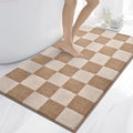 anllugs Bathroom Rugs 30" x 60", Non-Slip Extra Soft Absorbent Bath Rugs, Machine Washable Quick Dry Bath Mats for Bathroom Floor, Shower, Bathtub and Sink, Checkered Beige & Grayish Brown