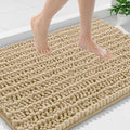 Smiry Bathroom Rugs Mat 36x24, Extra Soft Absorbent Chenille Bath Rugs, Non Slip Rubber Backing Machine Washable Quick Dry Bath Mats for Bathroom Floor, Tub, Shower, Home Decor Accessories, Beige