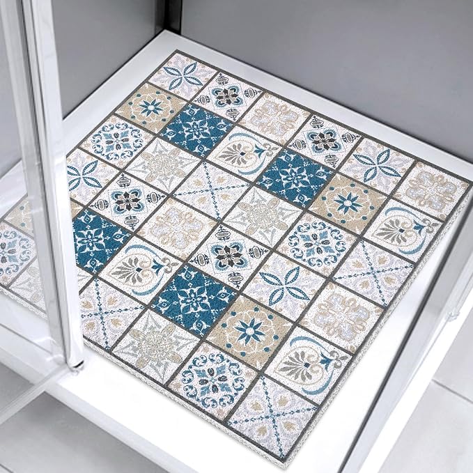 Square Shower Mat 32x32 Inch Non Slip Bath Mat for Inside Shower Loofah Shower Mat for Elderly Soft Textured Foot Massage Pad Bathroom Floor Mat for Wet Area, Without Suction Cups, Quick Drying