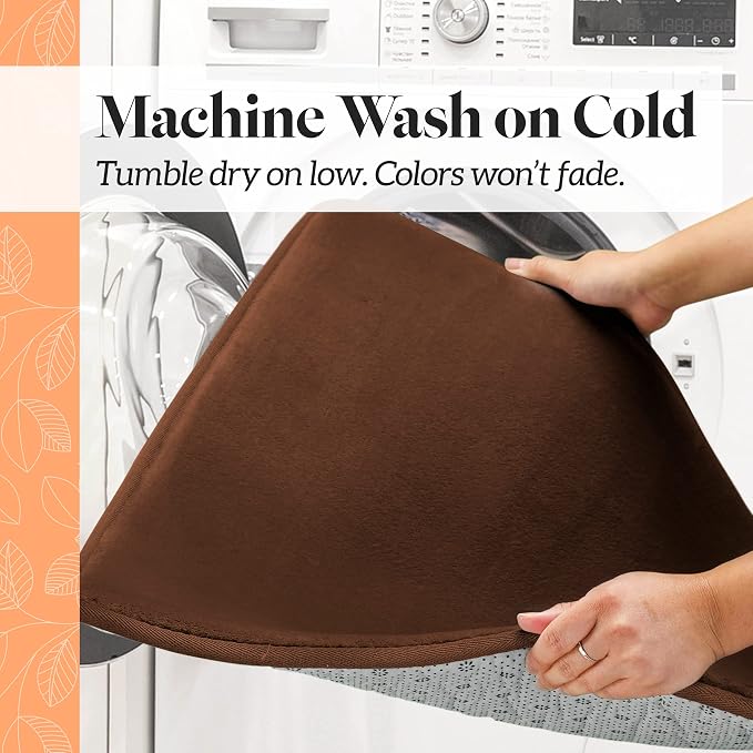 Memory Foam Bath Mat Non Slip Absorbent Super Cozy Velvet Bathroom Rug Carpet (17 inches X 24 inches, Brown)