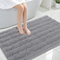OLANLY Thick Large Bathroom Rugs 47x32, Extra Soft Absorbent Chenille Striped Bath Rugs, Rubber Backing, Machine Wash Dry, Bath Mats for Bathroom Floor, Tub and Shower, Home Decor Accessories, Grey