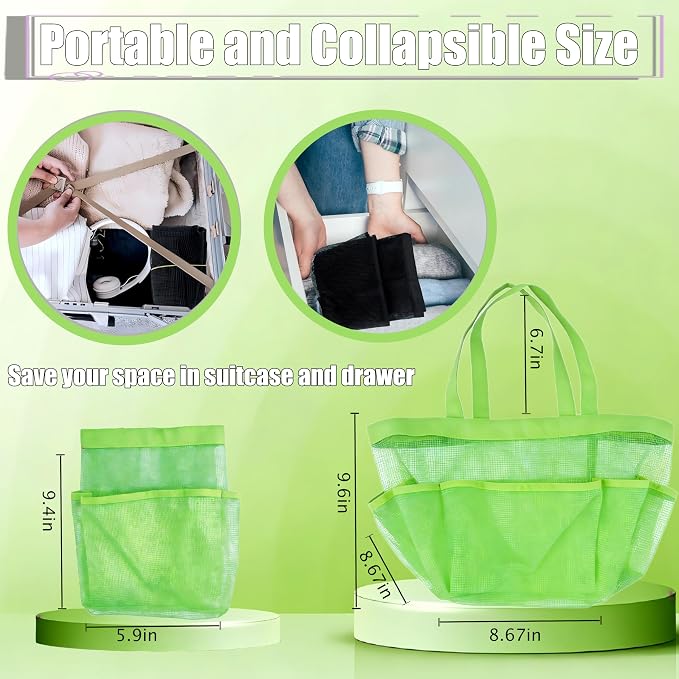 Attmu Mesh Shower Caddy Portable, Quick Dry Hanging Shower Tote Bag for College Dorm Room Essentials, Large Capacity Caddy Dorm for Bathroom Gym Swimming