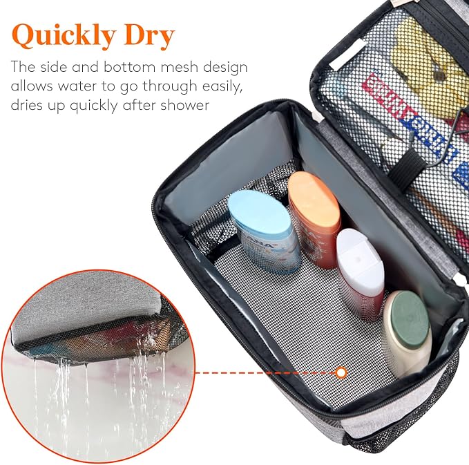 Lifewit Shower Bag Mesh Shower Caddy Portable College Dorm Room Essentials Tote Bag for Bathroom, Gym, Travel, Camping Quick Dry Hanging Shower Organizer Basket Toiletry Bag, Large, Grey