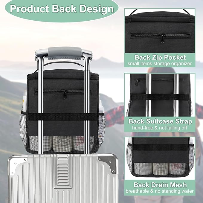 Attmu Shower Caddy Portable for Dorm Room Essentials, Hanging Shower Bag for College, Large Capacity Mesh Shower Caddy for Bath Essentials (Black)
