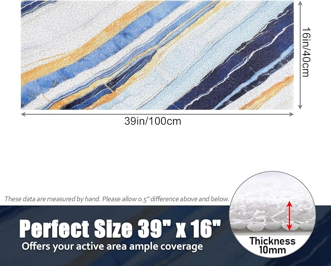 Bathtub Mat Shower Mat Non-Slip: 16x 39 Inch Soft Comfort Bath Mat with Drainage Holes, PVC Loofah Massage Bathmat for Shower, Tub, Bathroom, Wet Areas, Quick Drying