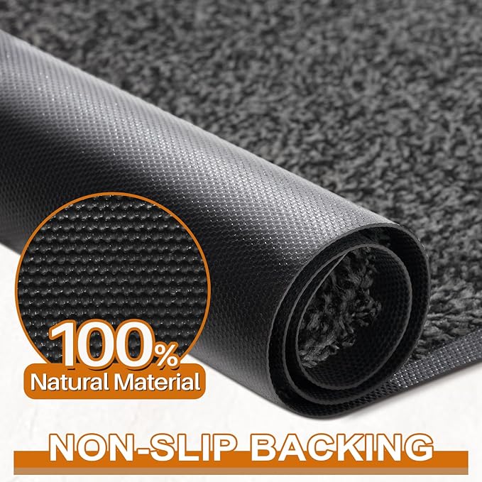 Mibao Front Door Mat Indoor Entrance, 72" x 24", Dirt Trapper Welcome Mat for Outdoor Indoor, Non-Slip Waterproof Doormat, Durable Machine Washable Low Profile Entry Rug for Back Door Outside,Grey