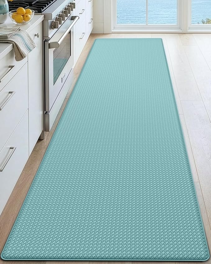 DEXI Kitchen Floor Mats Cushioned Anti Fatigue, 23x59, Large Wide Standing Runner Rug Waterproof, Comfort Memory Foam Padded for Front Sink Laundry, Turquoise