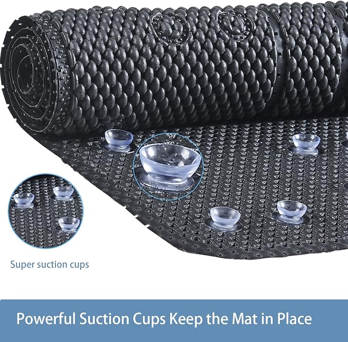 Webos Soft Bathtub Mat Non Slip: Memory Foam Shower Mat with Suction Cups for Bathroom Inside Tub 40X16Inch (Black)