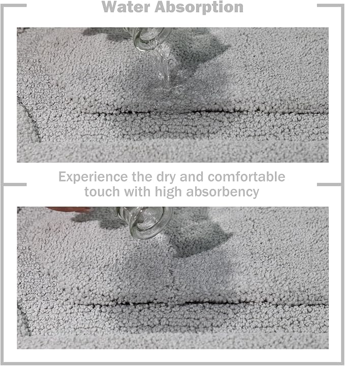 Bathroom Rug Mat, Extra Soft Absorbent Washable Bath Rug, Non-Slip Bath Mats for Bathroom, Tub and Shower, Grey, 18×24