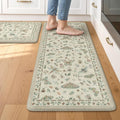 LEEVAN Anti Fatigue Mats for Kitchen Floor Non-Slip, Cushioned Kitchen Mats for Floor 20''x31''+20''x47'', Tan Memory Foam Kitchen Mat Sets