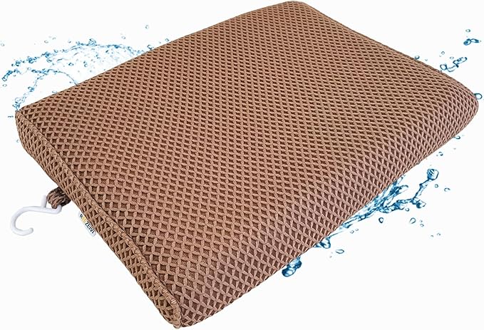 REEZEIVI Shower Seat Cushion with Non-Slip Silicone Bottom,Soft 4D Mesh Fabric,Bathtub Chair Pad for Elderly,Quick Drying and Washable Shower Mat, Design for Elderly, Senior, Handicap,Disabled,Brown