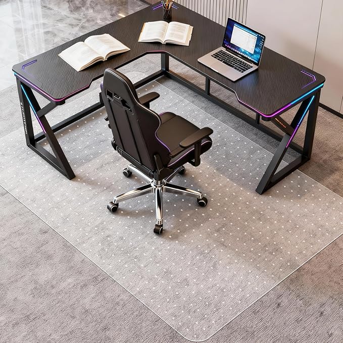 Vicwe Large Office Chair Mat for Carpeted Floors，72"X46" Rectangle Desk Chair Mats with Studs for Low and No Pile Carpeted Floors, Easy Glide Computer Desk Chair Mat for Home & Offices