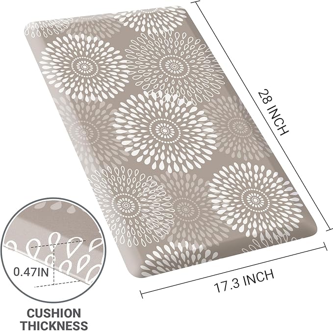 LuxStep Kitchen Mat Waterproof Kitchen Rugs for Floor Cushioned Anti-Fatigue Mat Non-Slip Standing Desk Mat Comfort Floor Mats for House Sink Office 17.3" x 28" Khaki