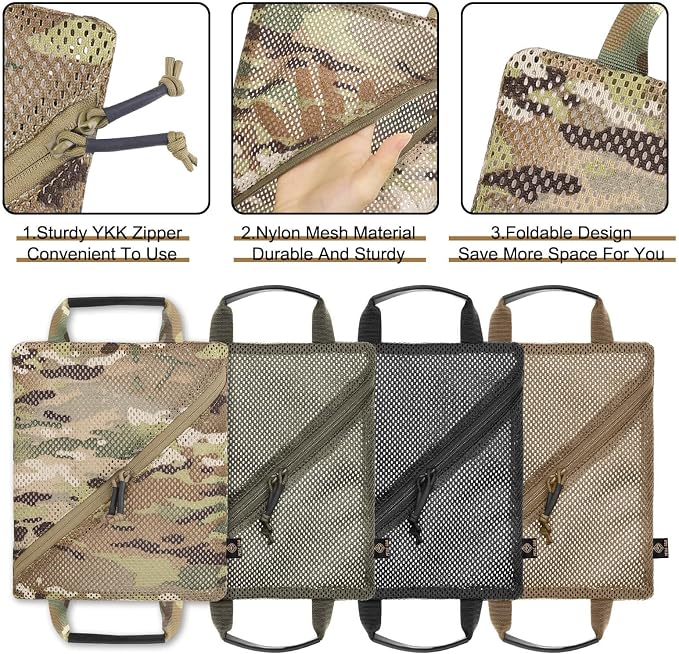 PETAC GEAR Tactical Storage Mesh Pouch Set,Insert Modular Utility Admin Pockets,Travel Organizer EDC Bag