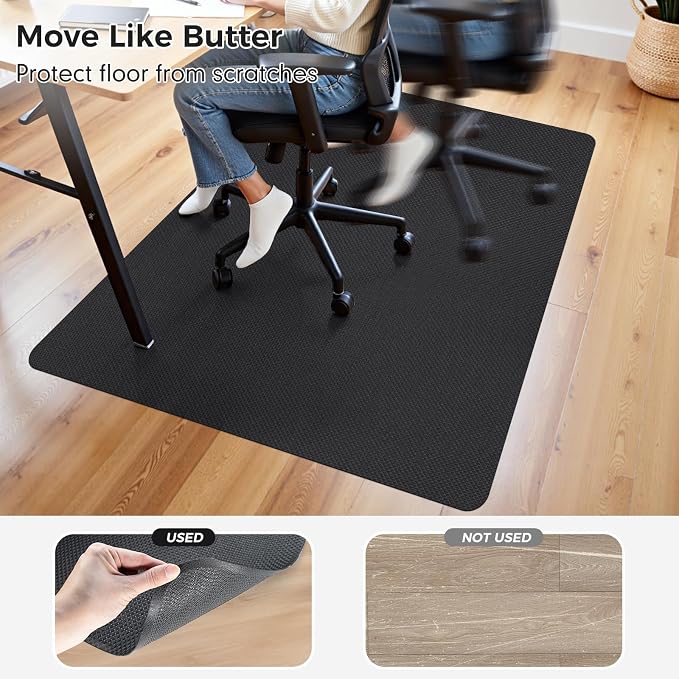 Sycoodeal Chair Mat,36" x 55" Office Chair Mat for Hardwood and Tile Floor, Heavy Duty Floor Protector for Rolling Chairs,Non-Slip,Computer Mat for Home Office(Black)