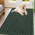 Smiry Dog Door Mat for Muddy Paws 47x32, Absorbent Dirt Trapper, Non-Slip Washable Chenille Entryway Rug for Inside Floor, Green, Layered Pattern
