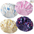 Shower Cap for Women,4 PCS Elastic and Reusable Bath Caps, Double Layers Shower Caps Reusable Waterproof, Bathing Shower Caps, Environmental Bath Hair Protection Cap - Butterfly D
