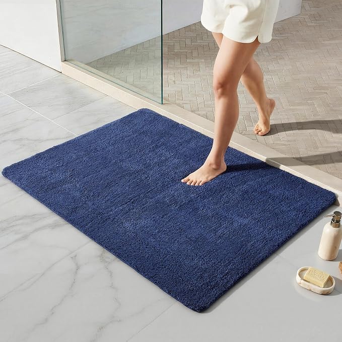 TYUU Large Bathroom Rugs, Ultra Soft Super Absorbent Bath Rugs Non Slip Washable Quick Dry Bath Mat with Rubber Backing for Bathroom Floor, Shower, or Sink, Navy Blue 3' x 4'