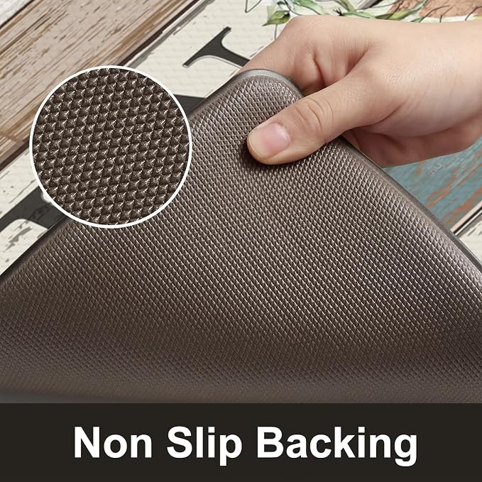 KIMODE Anti Fatigue Kitchen Mats, Farmhouse Kitchen Rugs Sets of 2,Non Slip Waterproof Kitchen Floor Mats,Ergonomic Cushioned Comfort Standing Mat for Home,Laundry,Office,Sink,Desk