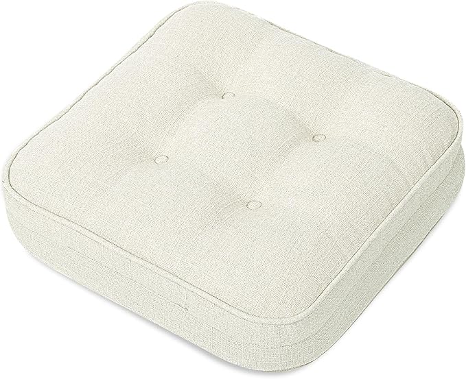 GOFORIT Memory Foam Cushion，Square Seat Cushions for Dining Chairs,Non-Slip Chair Pads with Removable Cover, 16'' x 16'', Off White