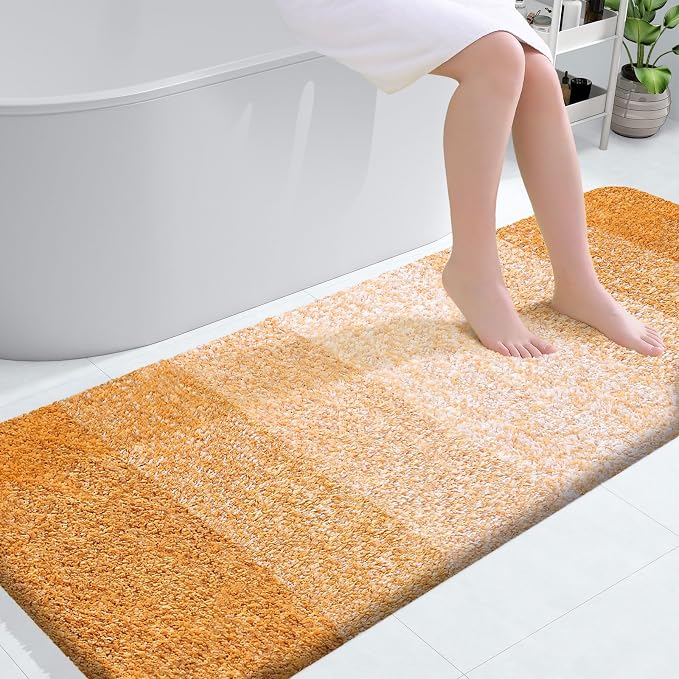 OLANLY Large Bathroom Rugs Mat 54x24, Extra Soft Absorbent Microfiber Bath Rugs, Rubber Backing, Quick Dry, Washable Bath Mats for Bathroom, Tub and Shower, Home Decor Accessories, Golden Yellow