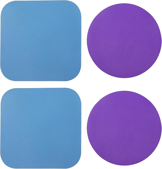 LUTER 4pcs Jar Opener, Rubber, Multi-function Silicone Bottle Opener for Seniors with Weak Hands Lid Cap Gripper Pads Kitchen Coasters Gadgets(blue square + purple round)