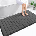 OLANLY Memory Foam Bath Mat 59x35, Super Soft Absorbent Bathroom Rugs, Quick Dry, Machine Washable Shower Floor Rugs, Bathmat Carpet, Bathroom Home Decor Accessories, Black