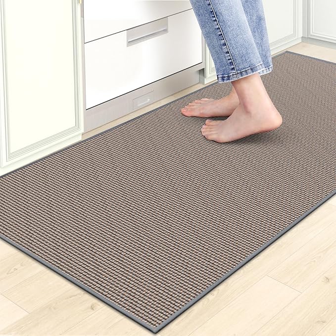 Kitchen Mats for Floor,Kitchen Rug, Nonskid, Washable,Absorbent Kitchen Runner Rug for in Front of Sink,Entryway,Hallway,Rubber Backing Indoor Door Mat,Farmhouse Style Standing Mat,20"x47",Grey