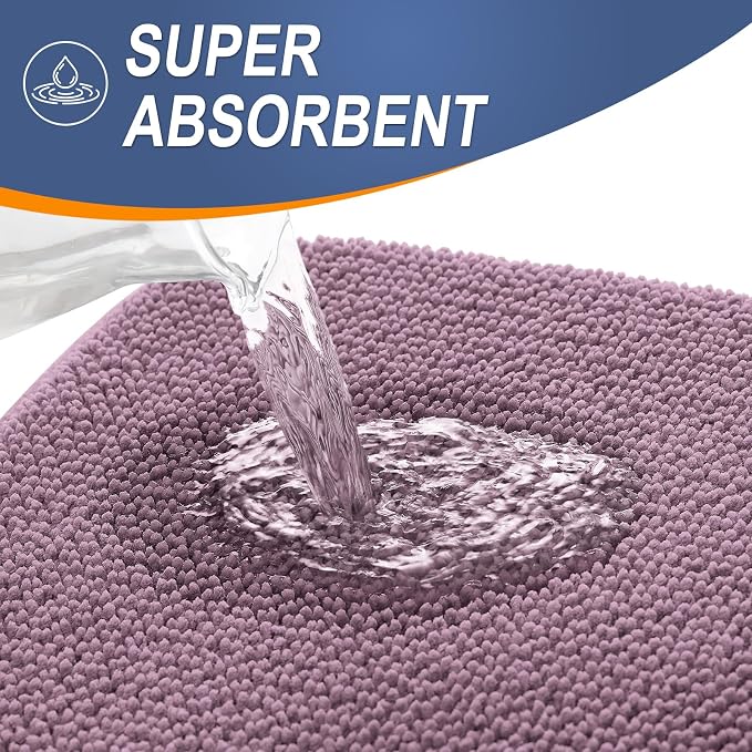 OLANLY Thick Memory Foam Bathroom Runner Rugs 47x20, Extra Soft Absorbent Long Bath Rug, Quick Dry, Non-Slip, Machine Washable Bath Mats for Bathroom, Tub and Shower, Home Decor Accessories, Deep Plum