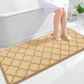 OLANLY Memory Foam Bath Mat Rug 59x24, Ultra Soft and Absorbent Bathroom Rugs, Non-Slip, Comfortable, Machine Washable Bath Carpet for Bathroom Floor, Tub, Shower and Home Decor Accessories, Beige