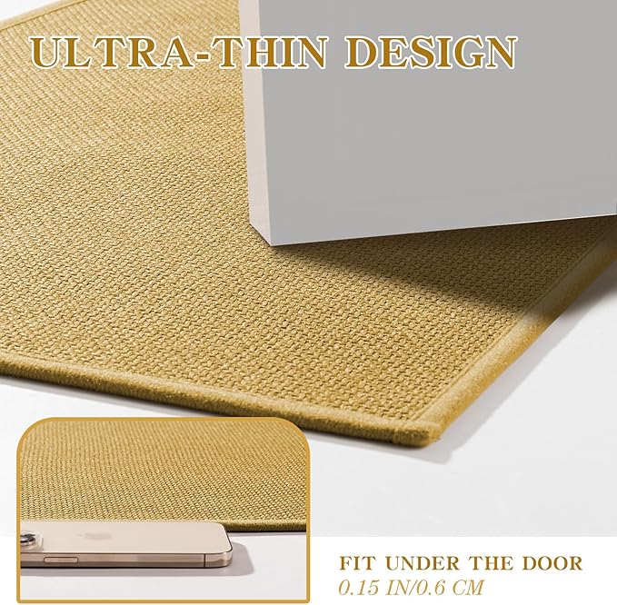 chakme Bathroom Rugs Mat 32x17, Ultra Thin Non Slip Bath Mat Quick Dry Absorbent Bath Mat for Bathroom Floor, (Yellow, 32"x17")