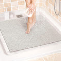 LuxStep Shower Mat Bathtub Mat,24x24 inch, Non-Slip Bath Mat with Drain, Quick Drying PVC Loofah Bathmat for Tub,Shower,Bathroom (Phthalate Free,White)