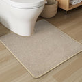 PADOOR Braided Toilet Rugs U Shaped, Non Slip Toilet Mats for Bathroom Floor Machine Washable Super Absorbent Contour Bath Rugs for Toilet Mat Quick Dry U Shaped Toilet Rug, 20''x24'' Light Beige