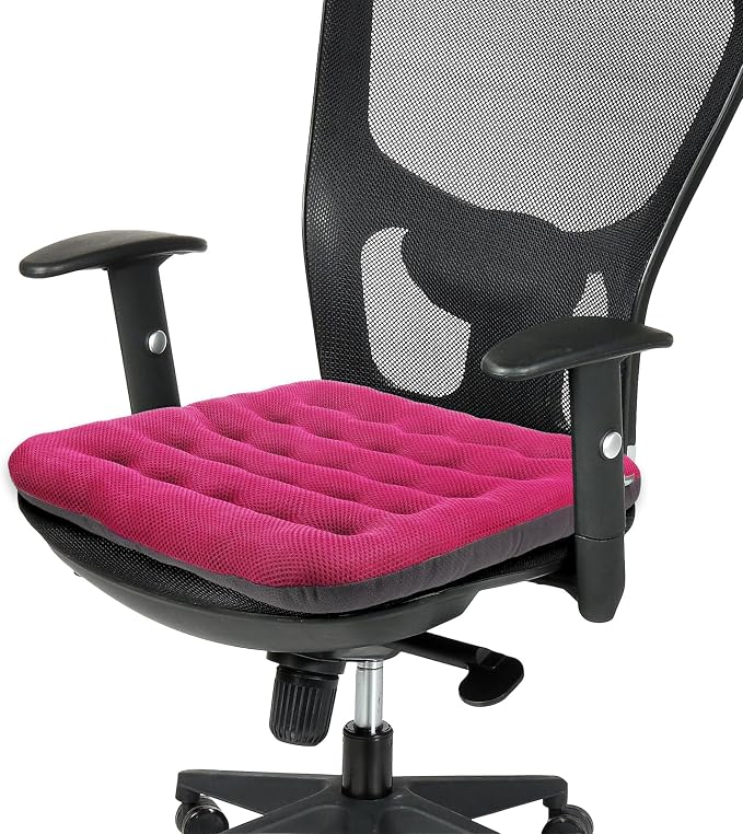 SINOSSO Excellent Support Effect Office Chair Cushion 1 Pack, Luxury Air Mesh Breathable Non-Slip Desk Computer Seat Cushion, Kitchen Dining Room Square Chair Pad (1 Count, Rose Pink)