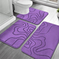 YIHOUSE Memory Foam Bathroom Rugs Sets 3 Piece - Extra Thick Ultra Soft Absorbent Bath Mat Set, Non-Slip Machine Washable Bath Rugs for Bathroom, Tub & Shower, Home Decor Accessories, Purple