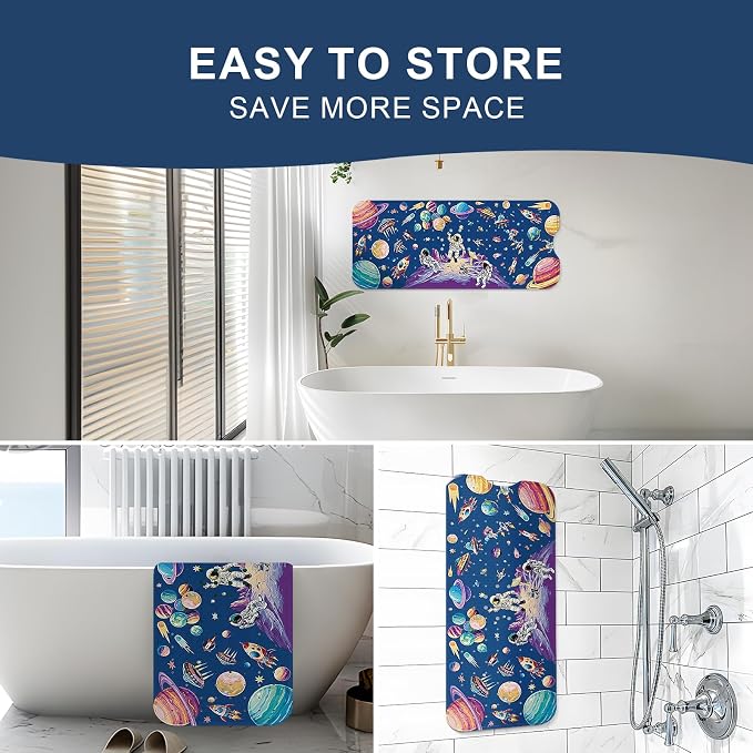 XIYUNTE Baby Bath Mat for Tub Non Slip Kids, BPA Free Extra Long Bathtub Mat 40x16 with Drain Holes and 200 Suction Cups, Non Toxic Machine Washable Toddler Bath Mat, Eco-Friendly Certified