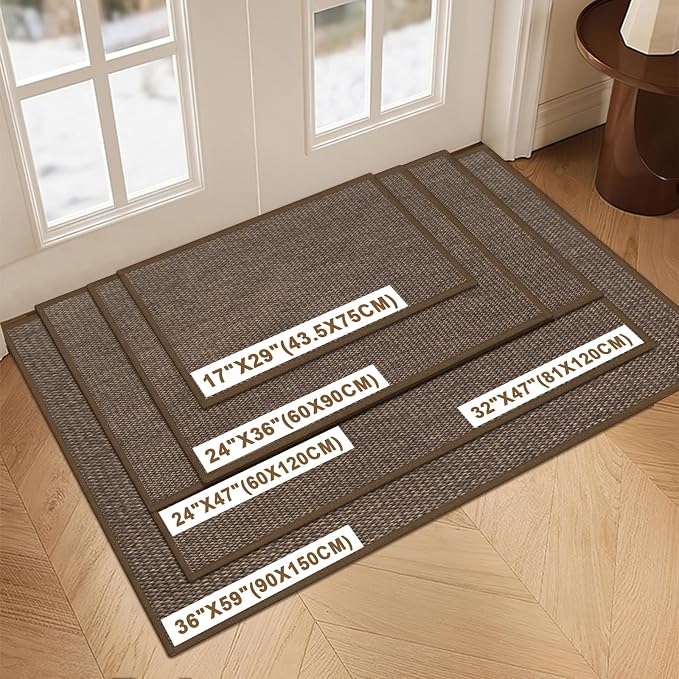 LEKEEPGO Door Mat 32"x47", Non Slip Door Mat Indoor Entrance, Rubber Backing Front Indoor Doormat Washable Absorbent Low-Profile Entryway Entry Resist Dirt Inside Door Mats, Brown