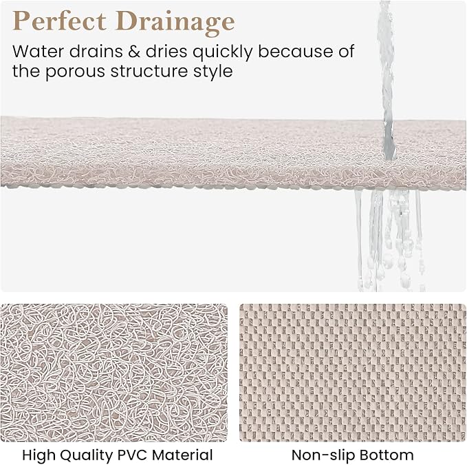 Shower Mat Bathtub Mat Non-Slip,47x16 inch, Soft Tub Mat with Drain,PVC Loofah Bath Mat (Phthalate Free) for Tub and Bathroom,Quick Drying,White