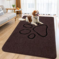 Smiry Dog Door Mat for Muddy Paws, Absorbent Dirt Trapper Non Slip Quick Dry Washable Chenille Mat for Mud Dogs, Entry Rug for Indoor and Outdoor (59x35 Inches, Brown and Black)