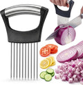 JAYVAR Onion Holder for Slicing,304 Stainless Steel Onion Slice Holder with 10 Long Needles,Onions Cutter Vegetable Chopper,Onions Chopper Tool,Food Slicing Guide for Neat Slicing,Tomato Potato Cutter