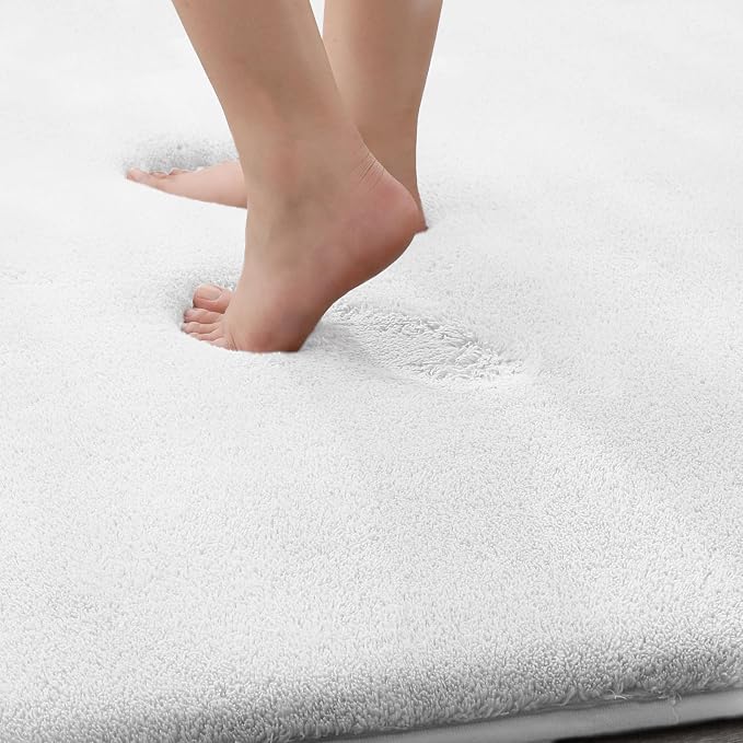 MINIDEAR Bathroom Rugs 70x24 Pure White - Thick Memory Foam Bath Mat, Ultra Soft & Plush Fluffy, Non-Slip, Quick Dry, Absorbent Washable Floor Mat for Tub, Toilet, Home Decor Accessories