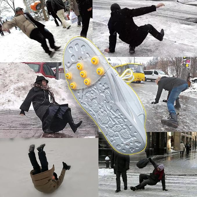 Ice Cleats Shoes, Anti Slip Aid, 4.13x2.16 Inch Crampon Piece with Winter Use, Hiking Helper with, Compact Utility Tool, Home Accessories for Men Women Fishing Sports Garden Park Running
