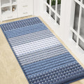 Kitinjoy Indoor Outdoor Door Mat, 47x20 Non-Slip Absorbent Dirt Trapper, Low-Profile Washable Inside Entrance Front Floor Mat, Sturdy Soft Entry Dotted Ombre Doormats for Entryway, Light Blue