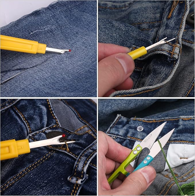 CampTek Seam Ripper, Sewing Stitch Ripper and Thread Remover Tool Kit, 2 Big+2 Small Embroidery Cutter and 1 Thread Snip(Yellow)