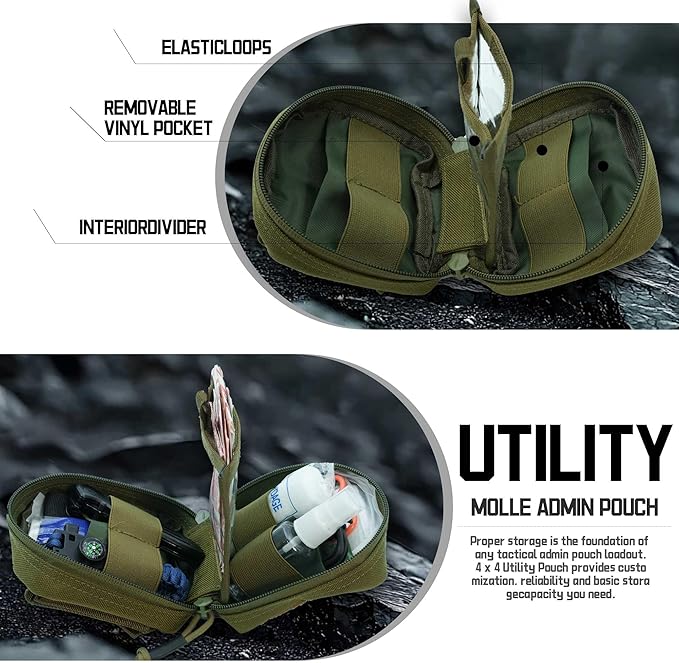 2 Pack Small Admin Pouch, 1000D Tactical Molle Mini Tool EDC Waist Belt Pouches Bag for Vest Backpack