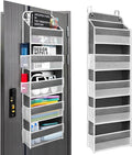 Easy Assembly Over The Door Organizer, 5 Shelves& 8 Side Pockets, Heavy-Duty Reinforced Mesh Rack Holds 44lb, Hanging Behind Door Storage for Bathroom Pantry, Nursery, Closet, Shoes, Towels- Dark Grey