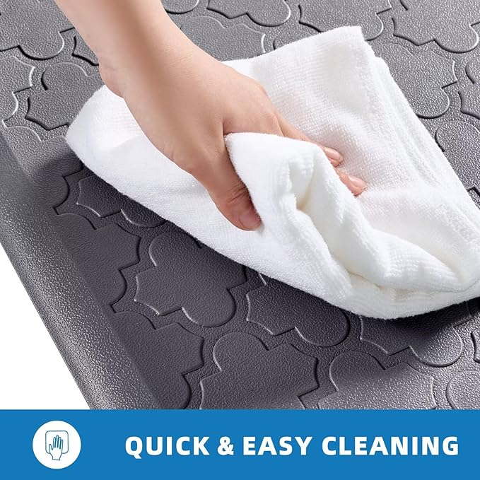 Kitchen Mats for Floor 2 Piece - Anti Fatigue Mats for Kitchen Floor - Non Slip Cushioned Rugs for Standing, Office, Sink, Laundry, Grey