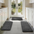 Ophanie Small Rug Washable Non Slip Throw Bedside Area Rugs, Fluffy Soft Mini Bedroom Carpet, 1.5x2.5，1.5x4 and 1.5x5 Rug Set, 3 Piece Grey