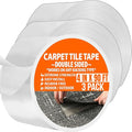 Carpet Tile Tape Double Sided 4in x 90ft (3 Pack) Heavy Duty Reinforced Web Mesh Residue Free - Indoor Outdoor for Carpet Tiles, Hardwood, Vinyl, Rugs, Carpet, Rubber & Mat Gripper
