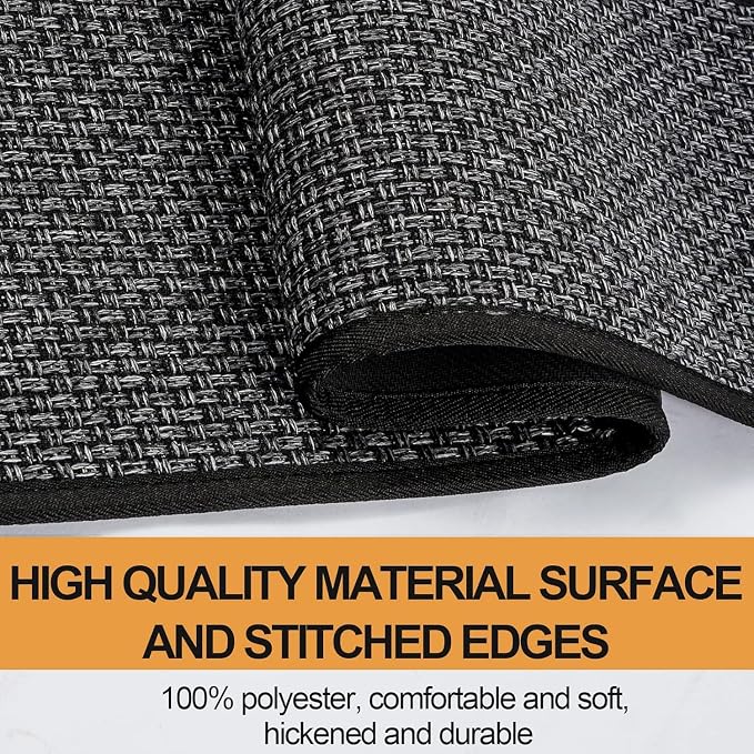 SUMLANS Kitchen Mat Set of 2 PCS, Cushioned Non Slip Rugs for Kitchen Floor, Absorbent Runner Comfort Standing Mats Washable for Kitchen, Office, Home (Black, 17.3"x30"+17.3"x60")